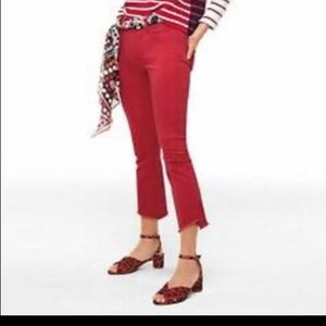 NWOT CAbi red high low crop jeans #5692